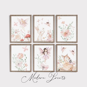 Set of 6 Garden Fairy and Wildflower Prints | Enchanting Nursery Wall ...