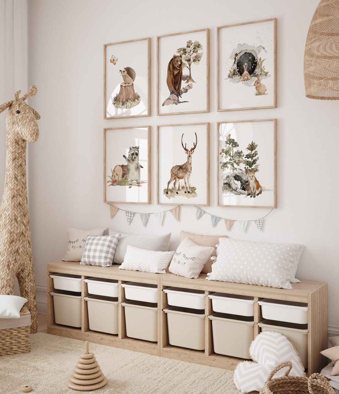 Woodland Animal Prints Set of 6 | Winter Woodland Decor | Forest Animal ...