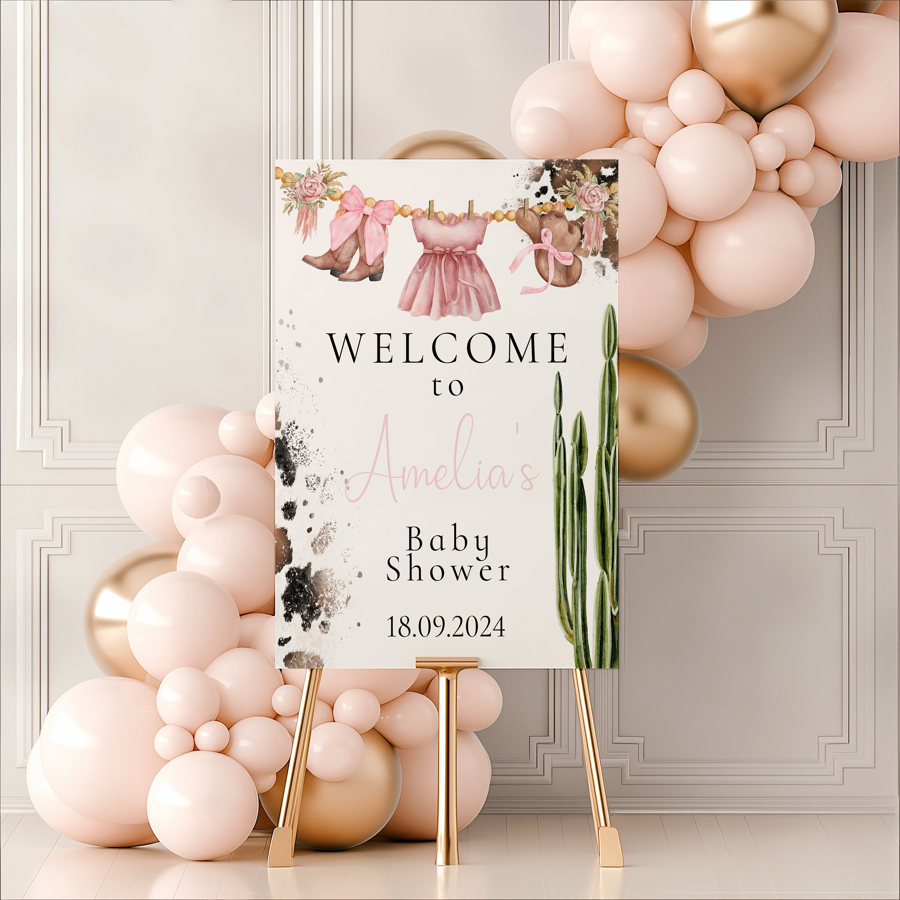 Cowgirl Baby Shower Banner - A Little Cowgirl Is On The Way Western Theme Decor