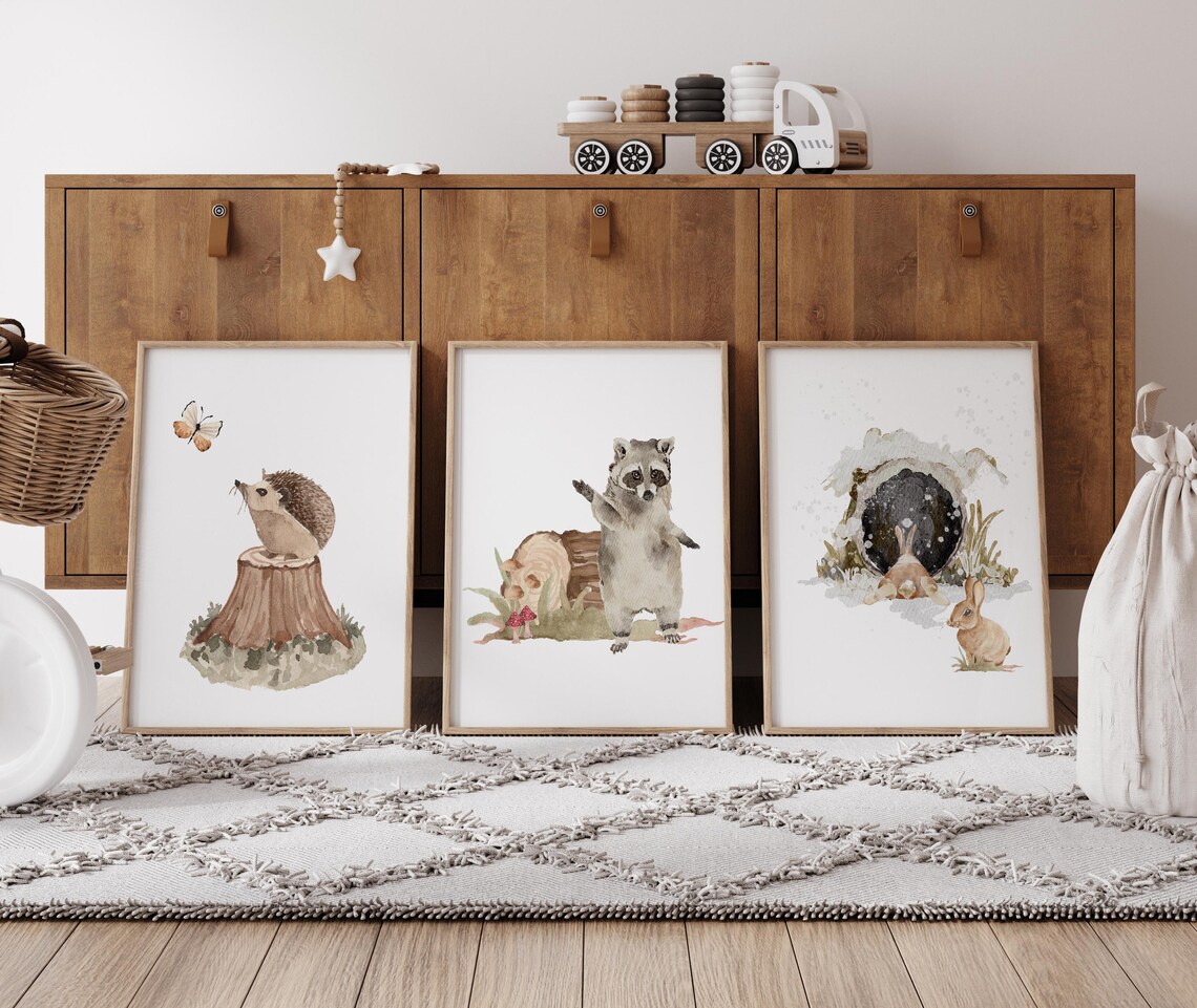 Woodland Animal Prints Set of 6 | Winter Woodland Decor | Forest Animal ...
