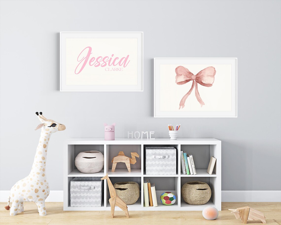 Vintage Pink Nursery Prints - Set of 5 Wall Art Printable | Baby Girl ...