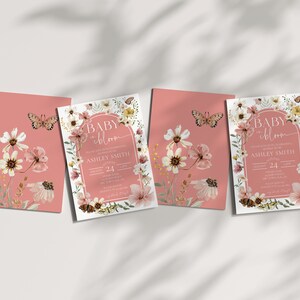 doublesided baby shower invitation for garden party baby brunch