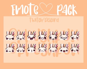 Emote Pack | Minimalistic Cute Bunny Emotes/Stickers for Twitch/Discord | Emoji, Emoticons | (14) | Kawaii Emotes, Minimalistic Emotes Pack