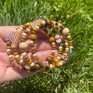 Wood Beaded Boho Wrap Bracelet Stacked Bracelet