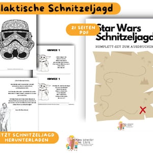 Themed scavenger hunt treasure hunt, children's birthday digital print file for a galactic adventure hunt for all Padawan students image 1