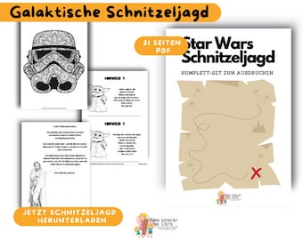 Themed scavenger hunt - treasure hunt, children's birthday - digital print file for a galactic adventure hunt for all Padawan students