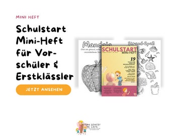 Schulstart mini booklet for preschoolers and first graders: Printable Schulstart for children - coloring pages, cutting exercises, handicraft pages