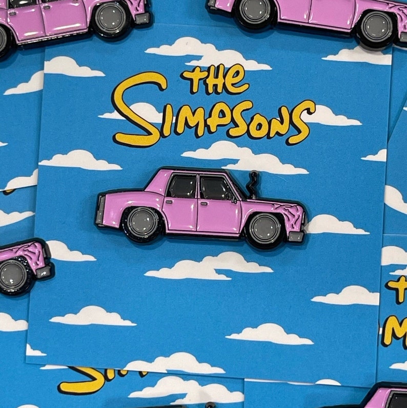 The Simpsons Homers Pink Sedan Enamel Pin image 1