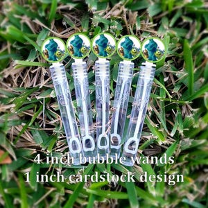 5 Monsters Inc Bubble Wands - Monsters Inc Favors - Bubbles Favors - Monsters Inc Candy Bags - Monsters Party Favors - Mini Bubbles - GREEN