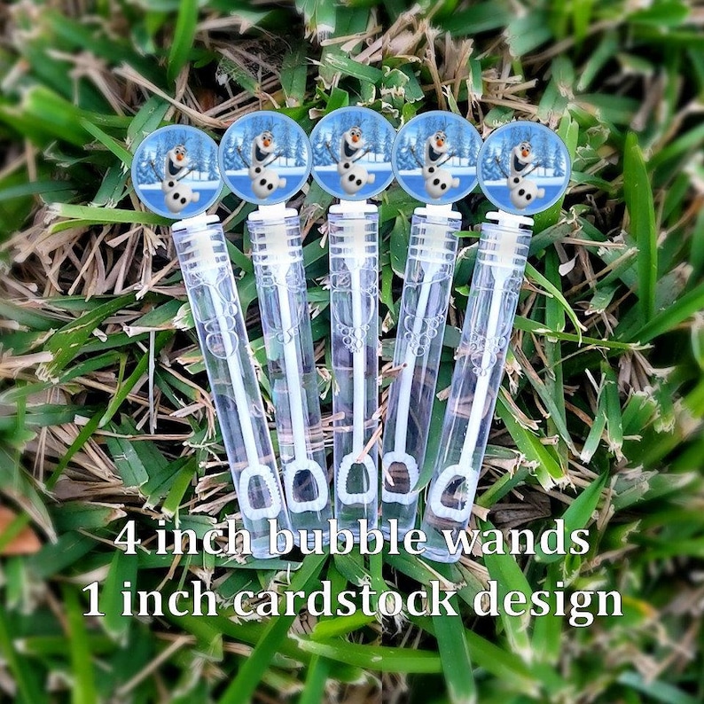 5 Varitas de burbujas de Olaf Frozen - Recuerdos de Olaf Frozen - Recuerdos de burbujas - Bolsas de dulces Frozen - Recuerdos de fiesta Frozen - Mini burbujas imagen 1