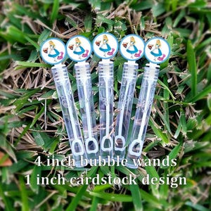 5 Alice Bubble Wands - Alice Favors - Bubbles Favors - Alice Loot Bags - Alice Party Favors- Mini Bubbles