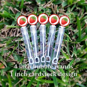 5 Strawberry Bubble Wands - Berry Favors - Bubbles Favors - Strawberry Loot Bags - Berry Party Favors - Mini Bubbles