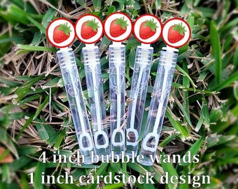 5 Strawberry Bubble Wands - Berry Favors - Bubbles Favors - Strawberry Loot Bags - Berry Party Favors - Mini Bubbles