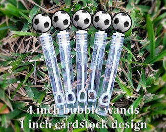 5 Varitas de Burbujas de Fútbol - Recuerdos de Fútbol - Recuerdos de Burbujas - Bolsas de Regalo de Fútbol - Recuerdos de Fiesta de Fútbol - Mini Burbujas -