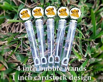 5 varitas de burbujas de El Rey León - Recuerdos del Rey León - Recuerdos de burbujas - Bolsas de dulces del Rey León - Recuerdos de fiesta del Rey León - Mini burbujas