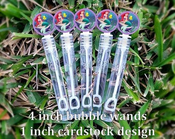 5 Ariel Bubble Wands - Ariel Favors - Bubbles Favors - Ariel Loot Bags - Ariel Party Favors- Mini Bubbles