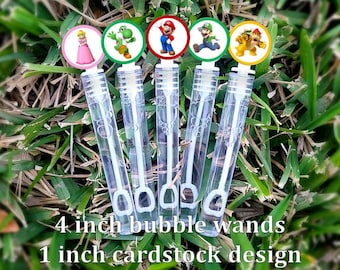 5 Varitas de Burbujas de Mario Bros - Recuerdos de Mario Bros - Recuerdos de Burbujas - Bolsas de Botín de Mario Bros - Recuerdos de Fiesta de Mario Bros - Mini Burbujas