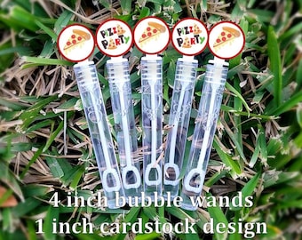 5 Pizza Party Bubble Wands - Pizza Party Favors - Bubbles Favors - Pizza Party Candy Bags - Pizza Party Favor - Mini Bubbles