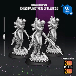 Miniatura di demone succube femminile per futuri wargame e giochi di ruolo, 3D Minis 3D, Grimdark Tabletop. Miniature xeno. Giochi da tavolo di fantascienza.
