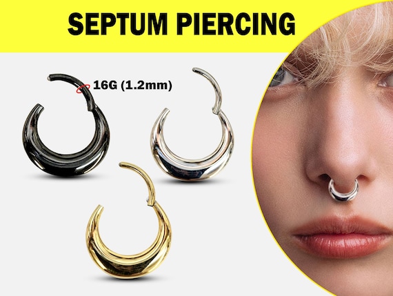 Titanium 16G Septum Nose Ring Tribal Septum Jewellery, Crescent Moon Design, Lip Ring, Helix Ring Body Piercing Jewelry