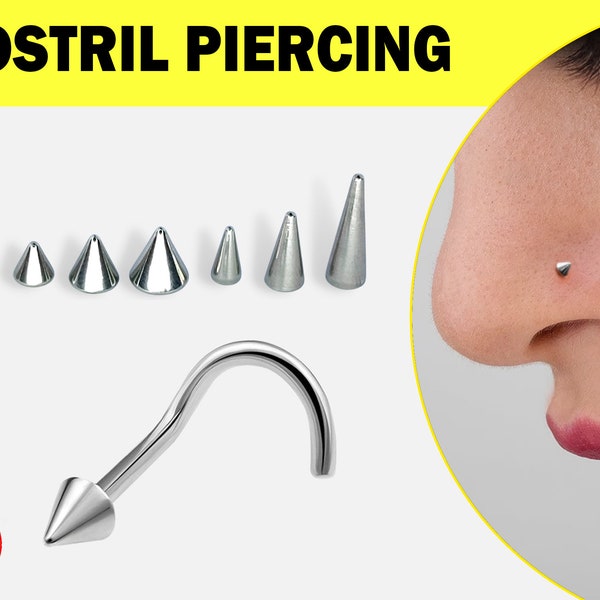 Titanium Spike Nostril Screw with different size Cone/Spike Nose Stud Piercing Body Piercing Nostril Jewelry Nasal Piercing - Short or Long