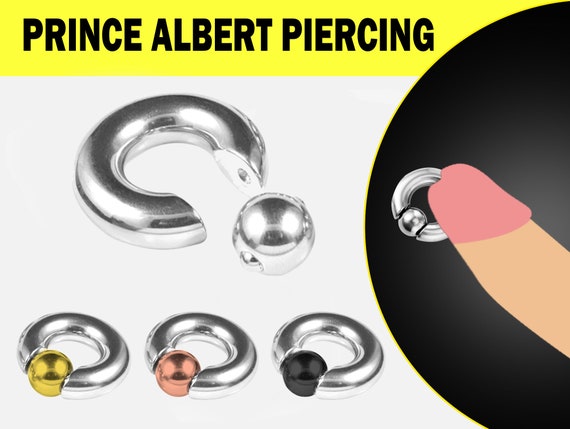 Prince Albert Piercing, Prince Albert Jewelry, PA Ring - Captive Bead Ring, Captive Prince 8G to 00G with Custom Spring Ball Closure
