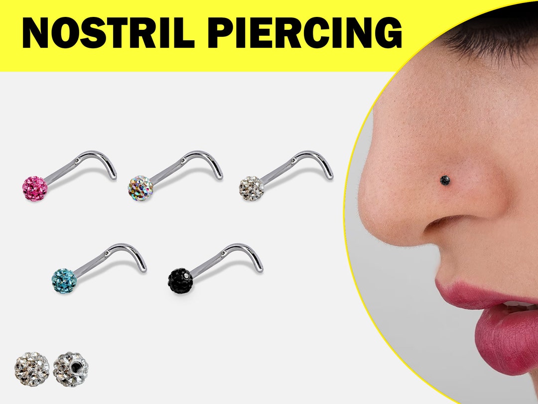 Nose Screw Nose Piercing Titanium Nose Stud With Ferido Ball CZ Crystal