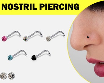 Neus schroef neus piercing Titanium neus Stud met Ferido Ball CZ Crystal 20G 18G 16G piercing neusgat sieraden, neus piercing