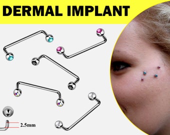 Piercing cutané avec haltères en titane, boule gemme, cristal CZ, 16 g, 14 g, piercing pour collier, protection anti-sourcils, troisième œil, nuque, décolleté