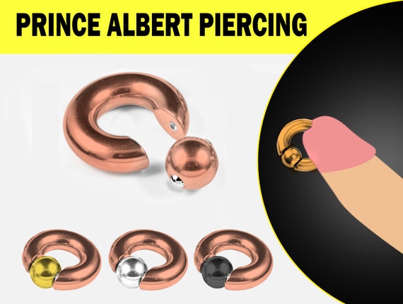 Rose Gold Prince Albert Piercing, Prince Albert Jewelry, PA Ring - Captive Bead Ring, Captive Prince with Custom Spring Ball Closure