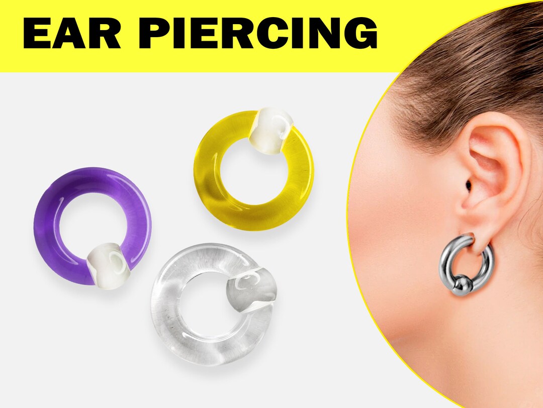 UV Captive Bead Earrings, Captive Ball Hoops BCR Plugs 4G to 0G Body
