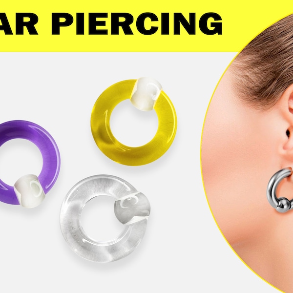 UV Captive Bead Earrings, Captive Ball Hoops BCR Plugs 4G to 0G Body Piercing for Septum Ring, PA Ring, Ear Plugs, British Standard