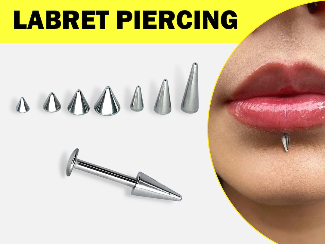 Spike Flat Back Labret Stud Lip Jewelry, Titanium Piercing 18G 16G 14G