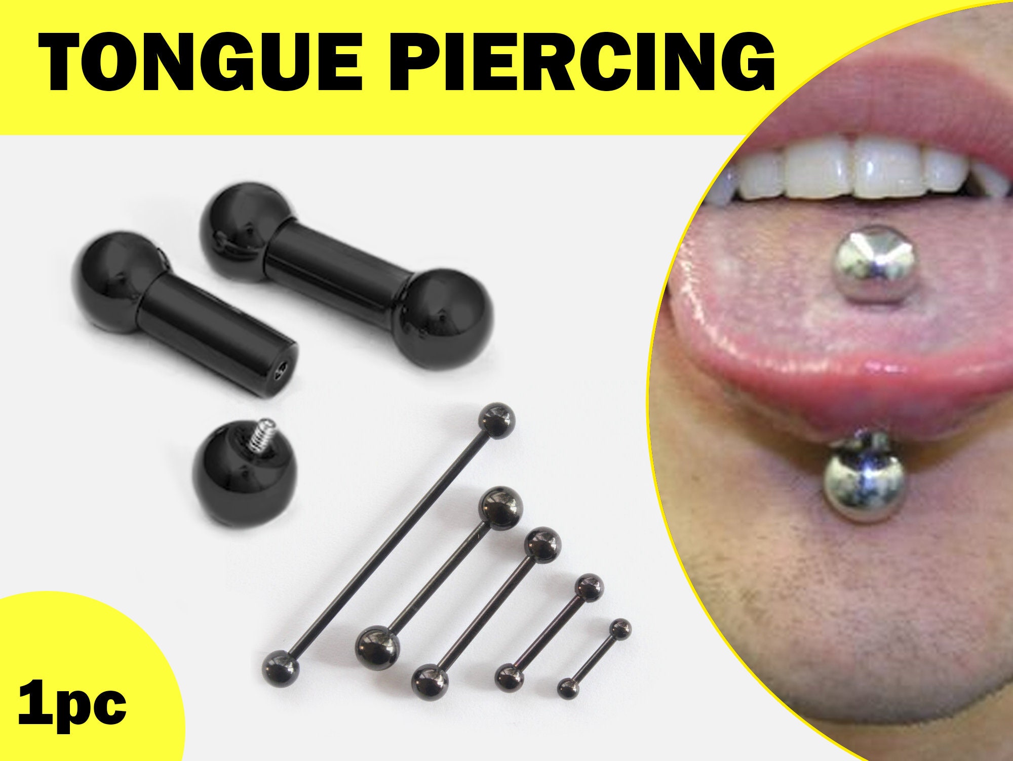 Tongue piercing black sale