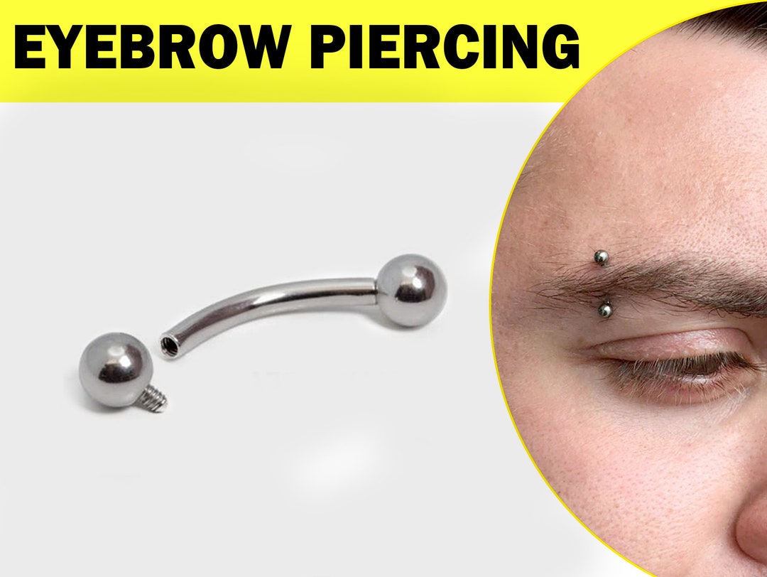 Titanium Internal Threading Curved Bar Eyebrow Jewelry 16G 14G Piercing ...