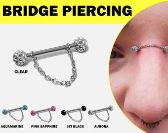 Piercing pour le nez, boule disco, cristal - Piercing narine haute Piercing avec haltères en titane 16G 14G