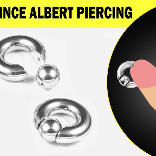 Prins Albert Piercing, Prins Albert Sieraden, PA Ring - Captive Bead Ring, Captive Prince 8G tot 00G met Spring Ball Sluiting