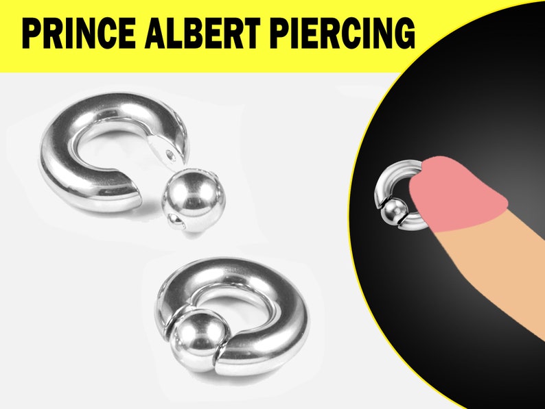 Piercing Prince Albert, bijoux Prince Albert, bague PA Bague perle captive, prince captif 8G à 00G avec fermeture à ressort image 1