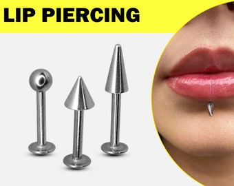 Titanium Ball/Cone/Spike Flat Disc Labret Studs - 18G 16G 14G Lip Labret, Monroe, Medusa Piercing, Ashley Piercing, Tragus Earring