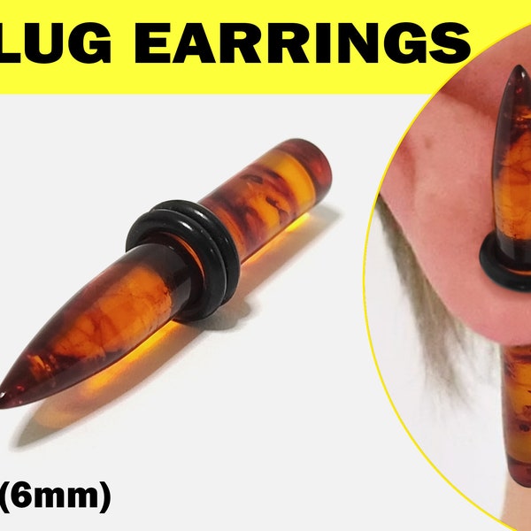 Ear Stretching Kit, Amber Ear Plug, Ear Tapers, Ear Gauges Pencil Style Plugs size 2G (6mm)