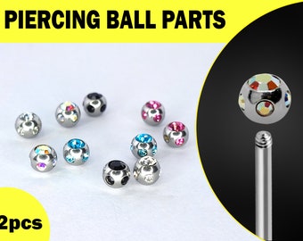 Titanium Threaded Multi Crystal Ball Piercing Top Parts in many Colors - 2pcs Body Piercing loose part for Barbells, Labret, CBB, Spiral Bar