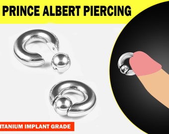 Prince Albert Piercing, Prince Albert Jewelry, PA Ring - Titanium Captive Bead Ring, Captive Prince 8G to 00G with Spring Ball Closure