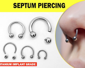 Septum Piercing Titanium Horseshoe Barbell CBB/CBR 18G up to 20G Big gauge Body Piercing Septum Jewelry Nose Ring, PA Ring, Lip Ring