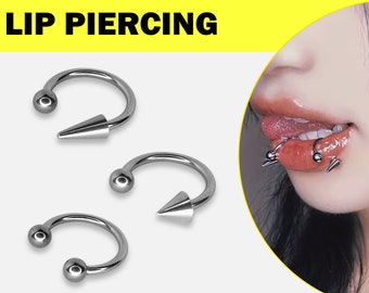 Titan Spike CBB/CBR Hufeisen-Langhantel mit Kugelkombination – 18G 16G 14G Septum-Ring, Lippenring, Lippen-Hugger, Lippenschmuck