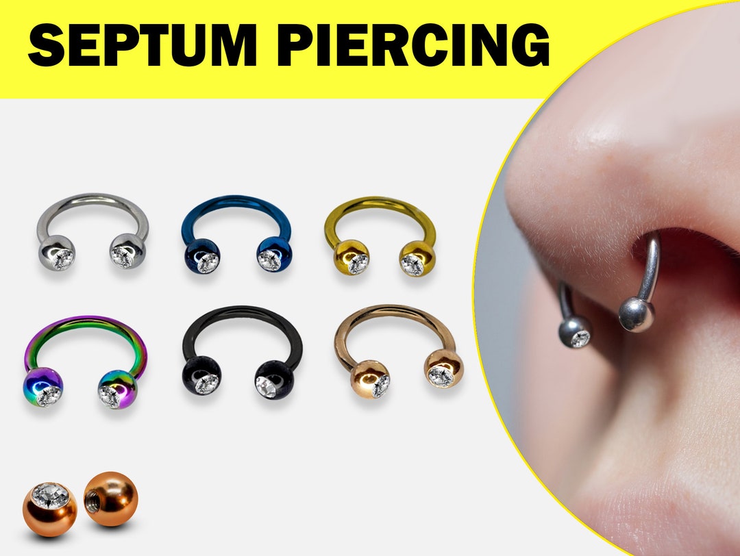 Horseshoe Septum Piercing Titanium Circular Barbell With Clear Etsy
