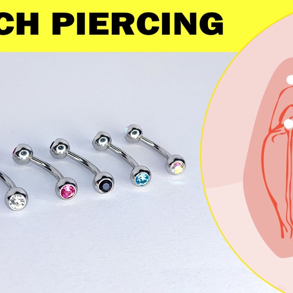 Nefertiti Piercing, Titanium VCH Piercing Curved Bar with Gem CZ Crystals