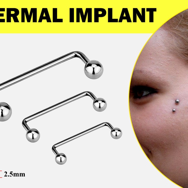 Dermal Piercing Titanium Surface Barbell 16G 14G Body Piercing for Collar, Anti Eyebrow, Third Eye, Nape, Cleavage - Micro Dermal Piercing
