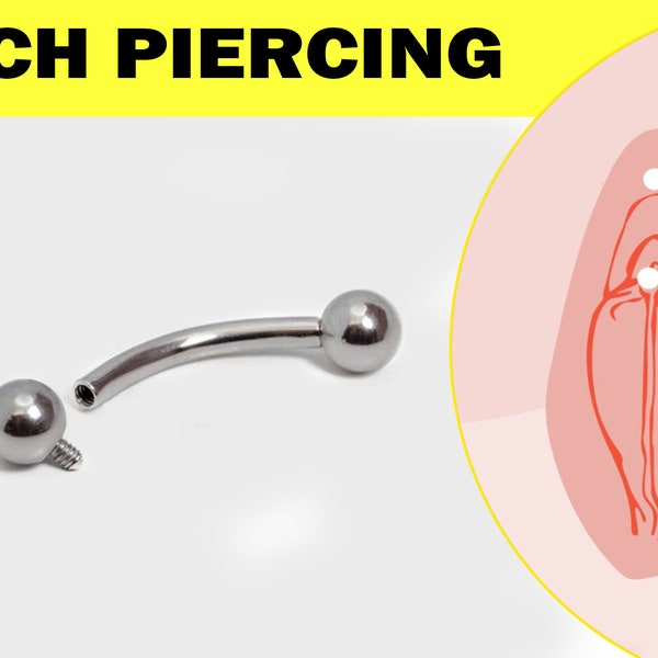 Titanium Vertical Clit Hood Piercing, Internally Threaded 16G 14G Curved Barbell Body Piercing Genital, VCH piercing Jewelry