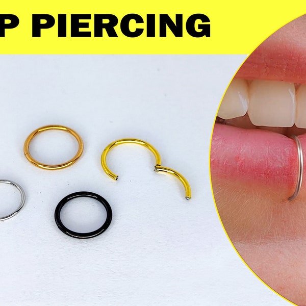 Lip Ring Jewelry, Clicker Hoop Titanium Segment Hinged Ring - 20G to 8G - Lip Piercing