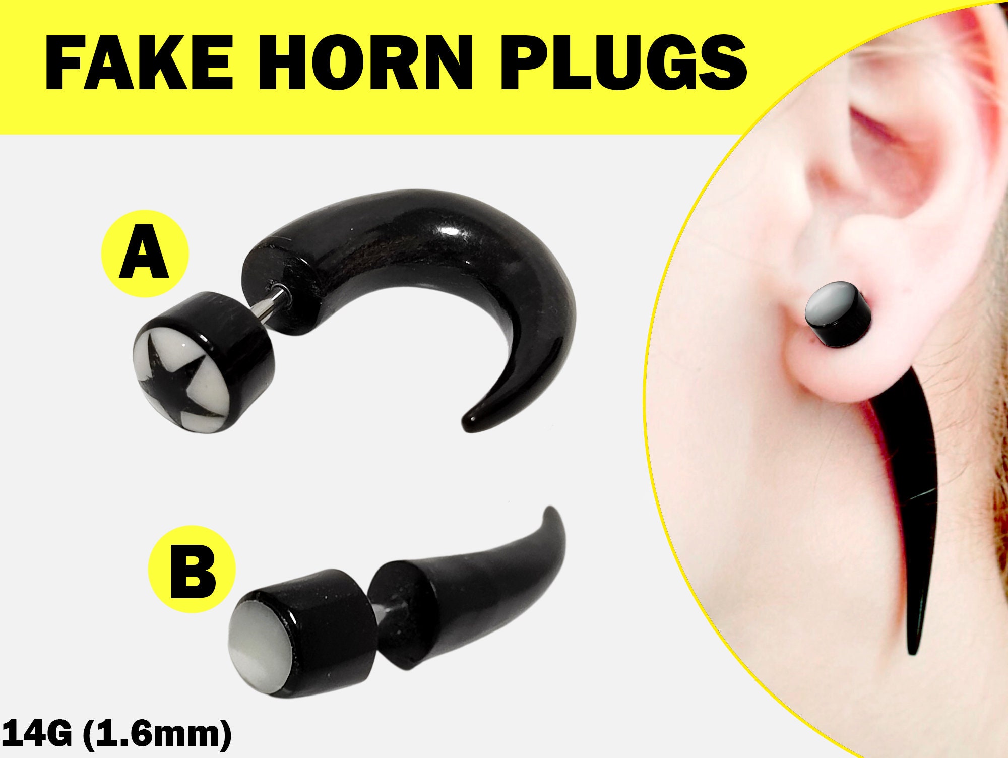 Blade ear claw hook mini hanger earring horn natural tribal body piercing  1.6mm